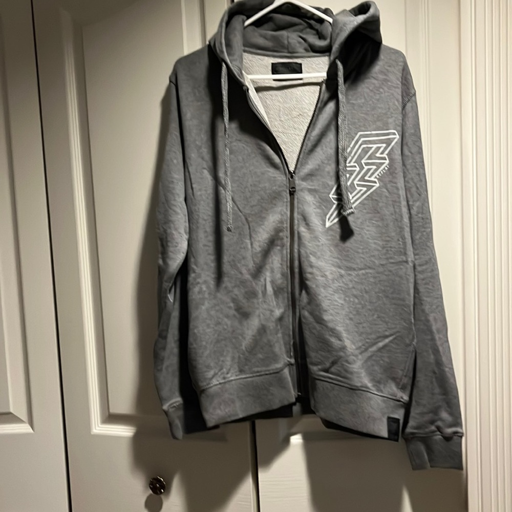 Replay men’s grey full zip hoodie in size M